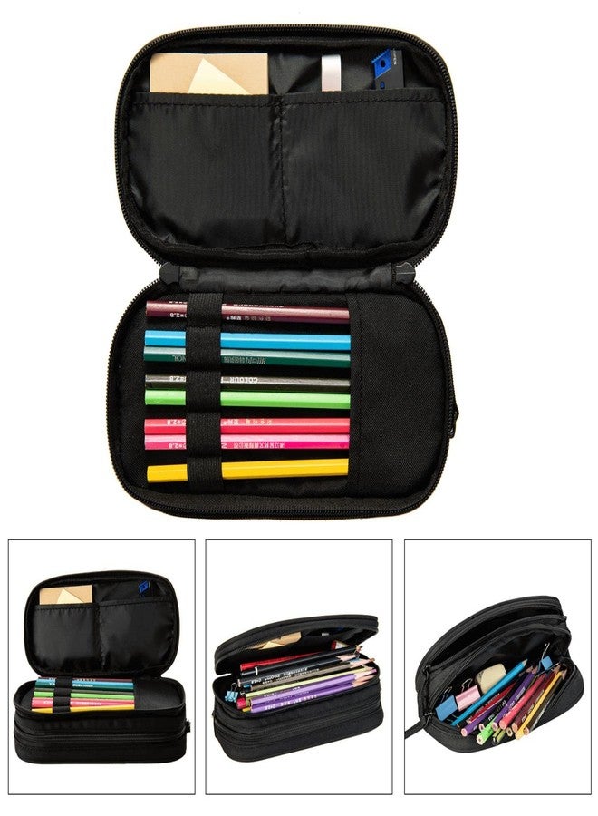 Perinsto Cute Rubber Ducky Pencil Case Big Capacity Multi Compartment Stationery Box Yellow Cartoon Ducks Pencil Pouch Holder Desk Organizer For School Office Home, Black - Image 4